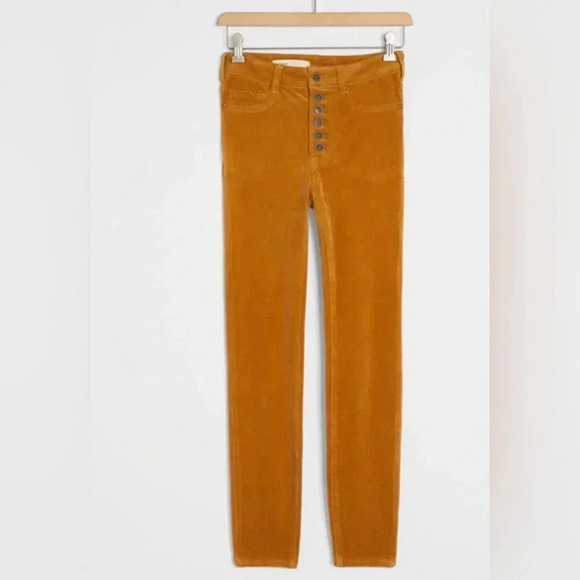 Anthropologie pilcro skinny high rise button fly yellow corduroy pants size 27 - Picture 10 of 10